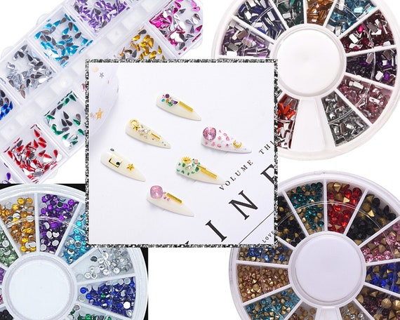 Bulk Rhinestones, Rectangle, Diamond or Flat Back, Reusable Container. Nail Art, Cabochons, Jewelry Making, Scrapbooking, Mixed Color
