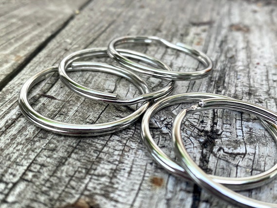 5, 15, or 35 Large Split Rings, Keychain Ring, Iron, DIY Keyrings, Bulk,  Circle Connector, Silver, Platinum, Secure Jump Rings, 35mm 