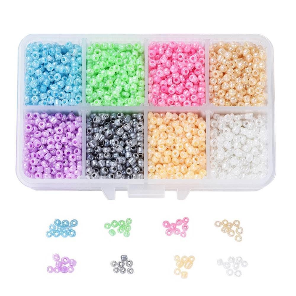 VOOMOLOVE voomolove 8/0 3mm glass seed beads about12000pcs 24 colors loose  craft beads kit earring making seed beads with 24-grid plast