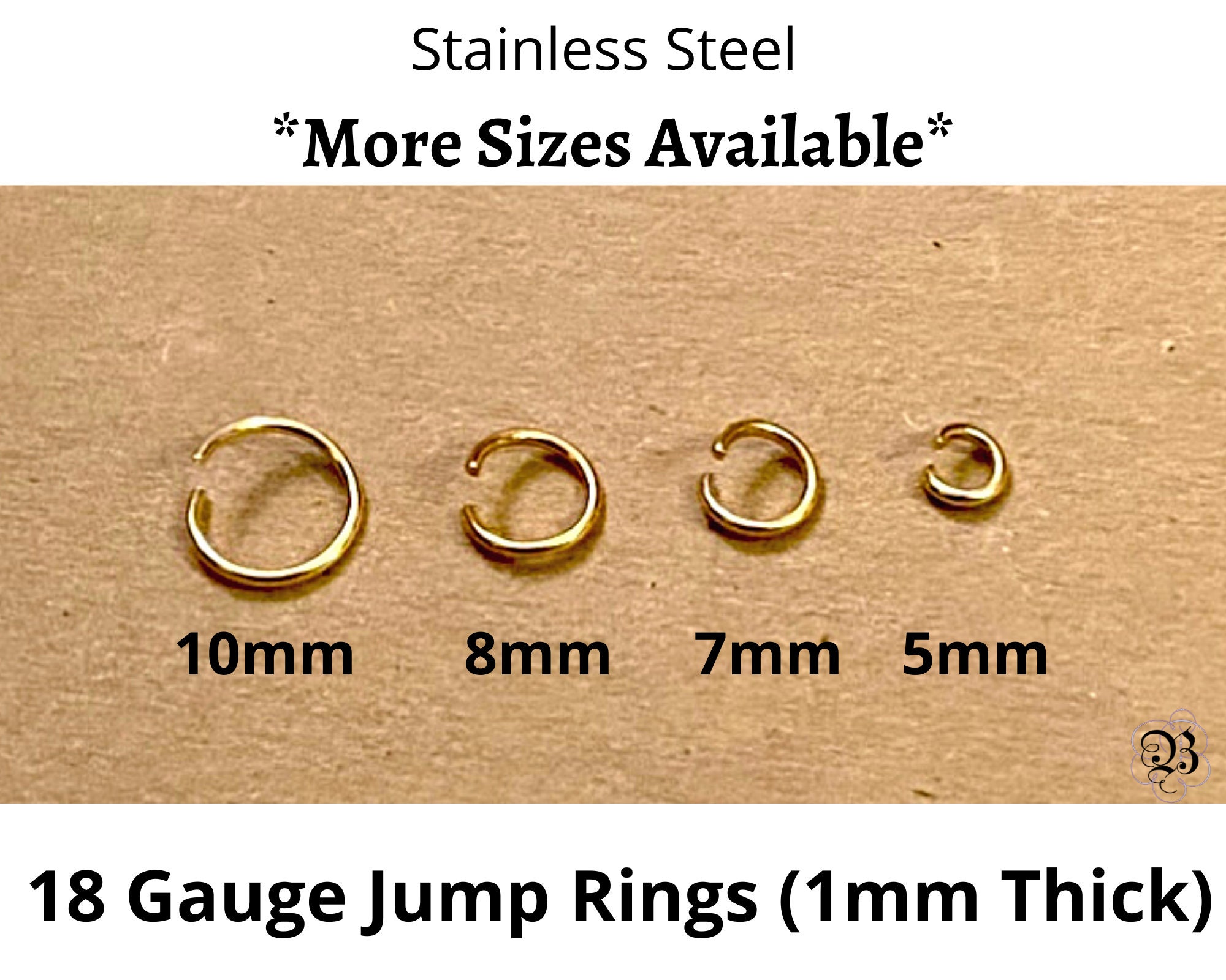 304 Stainless Steel Jump Rings, Open Jump Rings, Stainless Steel, 18 Gauge,  8x1mm, Inner Diameter: 6mm