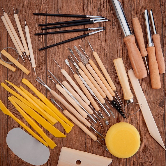 40 Piece Ceramic Clay Tool Set, Kit, Polymer Clay Tools, Dotting, Art Pen, Round Hole Cutter, Ball Styluses, Shaping, Texturize Tools