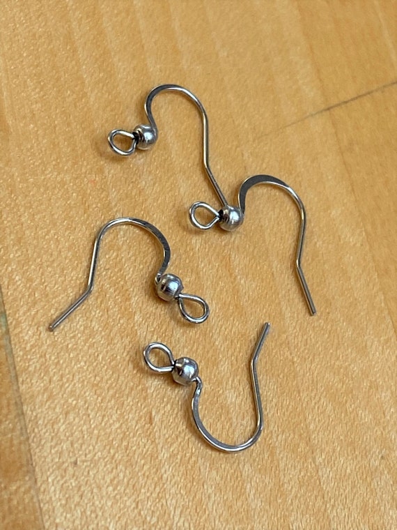 10 or 25 Pairs Stainless Steel Ear Hooks, Hypoallergenic, Ball