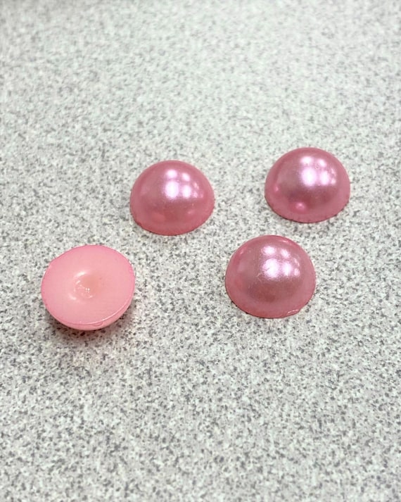 10 or 25 Pink Half Round Domed Cabochons, 10x5mm, Imitation Pearl, Acrylic, DIY Jewelry, Hat Making, Scrapbooking, Flat Back, Pearly Pink