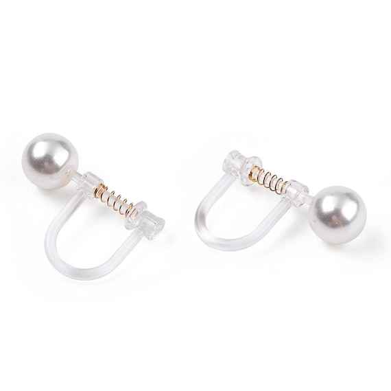 5 Pairs Resin Earring Converters w/ Spring, 0.7mm Hole, Hypoallergenic, Change Earrings to Clip-Ons, Clear, DIY, *NOT For Heavy Earrings*