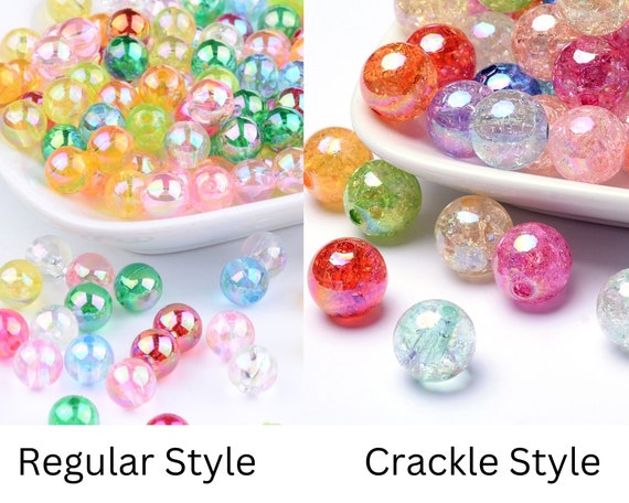 50, 100 or 300 Acrylic 8mm Transparent Rainbow AB Mixed Color Beads, Crackle, Bubble Beads, DIY Jewelry, Kid's Crafts, Translucent