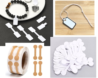 50-500 Paper Price Tags, Adhesive, Jewelry Price Tag, Display, Hang Tags, Garage Sale, Clothing Tags, Silver, White, Brown, Art Show, Labels