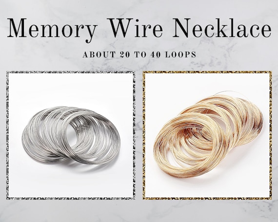 20 or 40 Loops Necklace Memory Wire Carbon Steel, Gold or Silver, 1mm, 18 Gauge, Nickel Free, for DIY Necklace Making, Hat making, Crafts