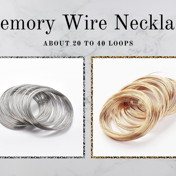 20 or 40 Loops Necklace Memory Wire Carbon Steel, Gold or Silver, 1mm, 18 Gauge, Nickel Free, for DIY Necklace Making, Hat making, Crafts