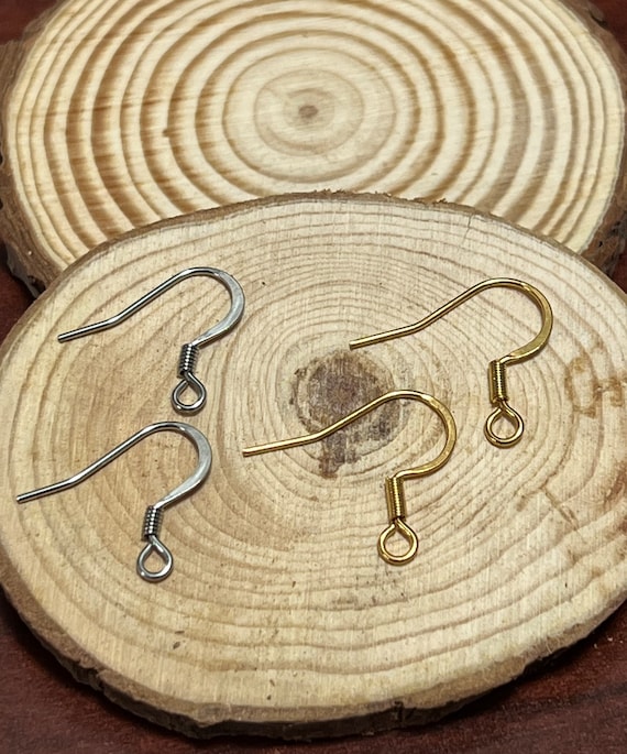5, 10, 15 Pairs Gold or Steel Color Stainless Steel Earring Hooks, Hypoallergenic, Spring Embellishments, French Hooks Wires, DIY Dangle
