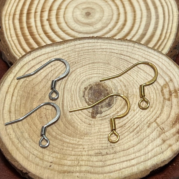 5, 10, 15 Pairs Gold or Steel Color Stainless Steel Earring Hooks, Hypoallergenic, Spring Embellishments, French Hooks Wires, DIY Dangle