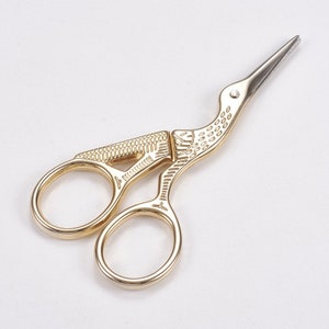 Precision Crane Scissors With Gift Box, Stainless Steel, Embroidery, Sewing, Crafting, Gold, Silver, Multi-Color, Detailing, Sharp Scissors Gold