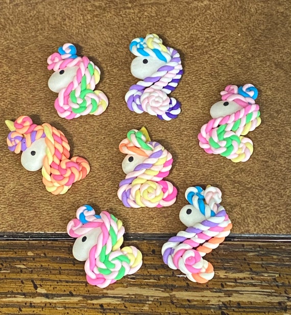 6 or 12 Unicorn Cabochons, Polymer Clay, Rainbow Unicorn, Mix Color, No Hole, DIY Pendants, DIY Crafts, Unicorn Lover Gift, DIY Kid Craft
