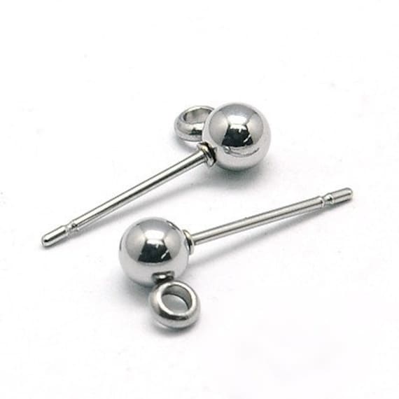 5, 10, or 15 Pair Stainless Steel Ball Post Earrings with Sealed Loop. Hypoallergenic, DIY Earrings, Tarnish Resistant, *Backs not included*