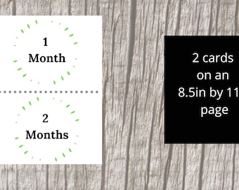 Milestone Cards, Green, Baby Monthly Cards, Dots, Baby Girl, First Year, 12 Month, Growth Cards, Baby Boy