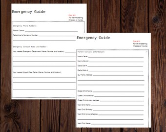 House sitter notes. Babysitter sheet. Sitter information sheet.