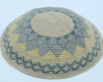 KippaCo Hand Knitted Yarmulke, Knitted Kippah Hat 13.9 Cm/5.5 Inc 116 hand knitted kippah, kippah. 100% cotton, Bar Mitzvah kippah, Wedding