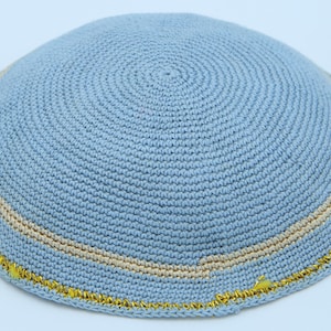 KippaCo Hand Knitted Yarmulke, Knitted Kippah Hat 15.7 Cm/6.2 Inc 009- Hand Knitted Kippah, Kippah. 100% Cotton,Bar Mitzvah Kippah, Wedding