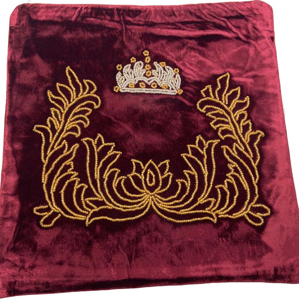 Sac de prière juif de velours de grand-robe fait à la main, perles d'or, cadeau de Mitzvah de Bar, cadeau juif, Judaica moderne, synagogue,Temple-Kippaco