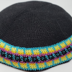 KippaCo Hand Knitted Yarmulke, Knitted Kippah Hat 16.5 Cm/6.6 Inc 013- Hand Knitted Kippah, Kippah. 100% Cotton, Bar Mitzvah Kippah, Wedding
