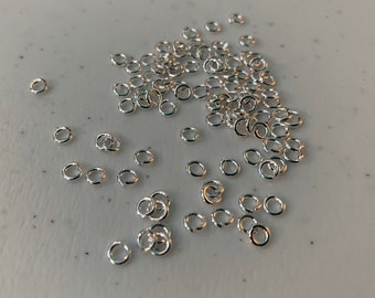 100 pcs JUMP Rings Lot, silver plated brass, .8mm thick, 2mm Inner Ring, Jump Ring Gold, Jewelry Supplies, Jewelry making