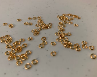 100 pcs JUMP Rings Lot, laiton plaqué or 16 carats, 0,8 mm d’épaisseur, anneau intérieur de 2 mm, Jump Ring Gold, fournitures de bijoux, fabrication de bijoux