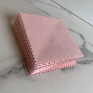 Lt PINK, Wholesale LOT of 25 Jewelry Polishing 3&quot; SMALL square cloths, Light Pink, Jewelry polishing cloths, Silver Polishing Wholesale Lot