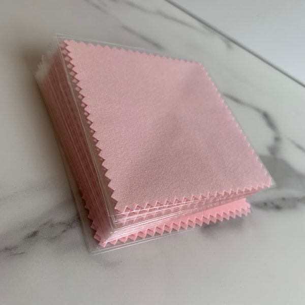 Wholesale LOT of 25 Jewelry Polishing 3" SMALL square cloths, Light PINK, Jewelry polishing cloths, Silver Polishing Jewelry Wholesale Lot