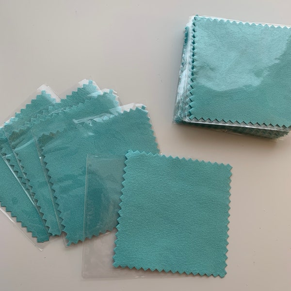 Wholesale LOT of 25 Jewelry Polishing 3" SMALL square cloths, Aqua blue Green, Jewelry polishing cloths, Wholesale Lot