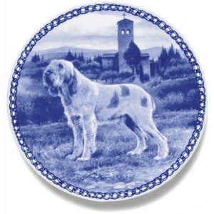 Italian Spinone - Placa de perro hecha en Dinamarca de la mejor porcelana europea