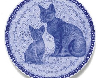 Devon Rex - Cat Plate made in Denmark from the finest European Porcelain