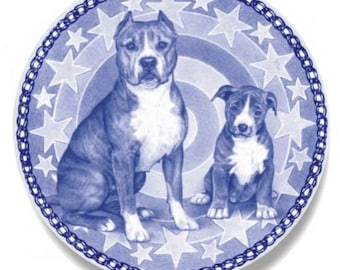 American Staffordshire Terrier - Dog Plate made in Denmark from the finest European Porcelain
