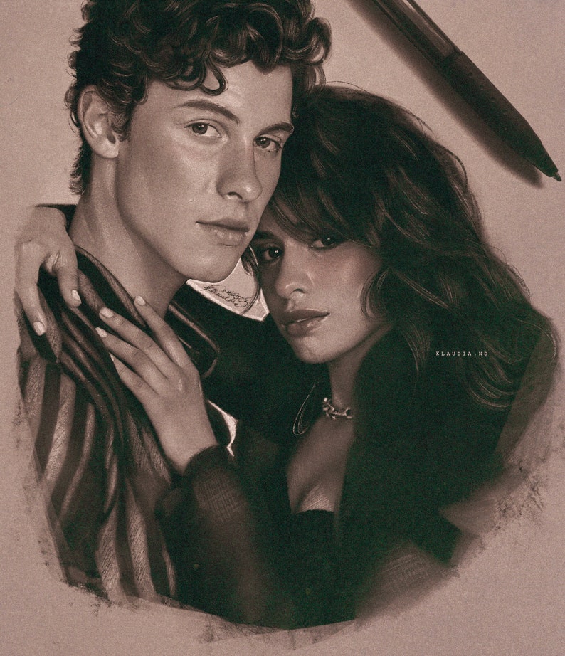 DRAWING PRINT/ Shawn Mendes Camila Cabello A4 format poster | Etsy