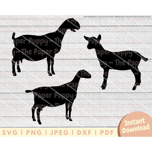Goat SVG Bundle - PNG, PDF, Dxf, Cut File for Cutters and More - Lamancha, Nigerian Dwarf, Nubian Goat Silhouette Instant Digital Download