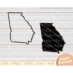 Georgia State Outline SVG File - PNG, PDF, Dxf, Cut File for Cutters and More - Georgia Silhouette Digital Download, Ga Vector Graphic