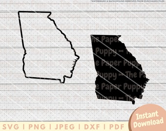 Georgia State Outline SVG File - PNG, PDF, Dxf, Cut File for Cutters and More - Georgia Silhouette Digital Download, Ga Vector Graphic