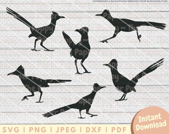 Roadrunner SVG File - PNG, PDF, Dxf, Cut File for Cutters & More - Road Runner Bird Instant Digital Download - Roadrunner Silhouette Clipart