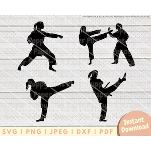 Karate SVG File - PNG, PDF, Dxf, Cut File for Cutters and More - Taekwondo Martial Arts Instant Digital Download - Woman Karate Clipart