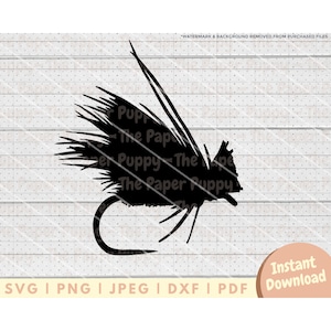 Fly Fishing SVG File - PNG, PDF, Dxf, Cut File for Cutters and More - Fly Lure Silhouette Instant Digital Download - Clipart Vector