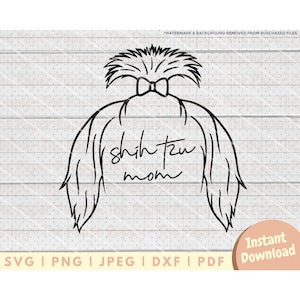 Oreille Shih Tzu contour fichier SVG - PNG, PDF, Dxf, fichier de coupe pour emporte-pièces et plus - fichier coupe maman Shih Tzu - oreille de shihtzu téléchargement numérique - oreille de chien