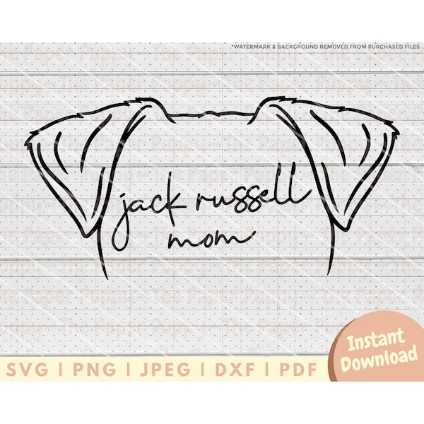 Jack Russell Ear SVG File - PNG, PDF, Dxf, Cut File for Cutters and More - Jack Russell Terrier Mom Cut File - Dog Ear Outline Download