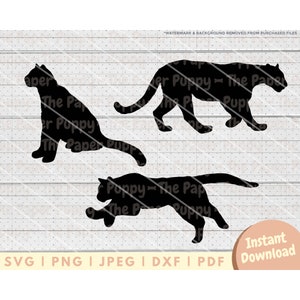 Cougar SVG File - PNG, PDF, Dxf, Cut File for Cutters and More - Mountain Lion Hunting Instant Digital Download - Cougar Silhouette Clipart