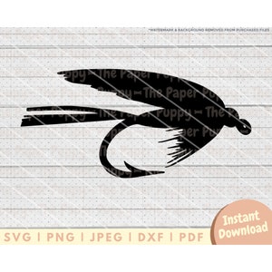 Fly Fishing SVG File - PNG, PDF, Dxf, Cut File for Cutters and More - Fly Lure Silhouette Instant Digital Download - Clipart Vector