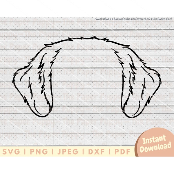 Golden Retriever Ear SVG File - PNG, PDF, Dxf, Cut File for Cutters and More - Retriever Mom Cut File - Hand Drawn Dog Ear Digital Download