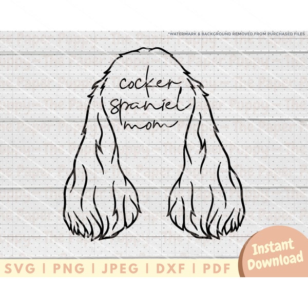 Cocker Spaniel Ear SVG File - PNG, PDF, Dxf, Cut File for Cutters and More - American Cocker Spaniel Ears Outline - Spaniel Mom Cut File