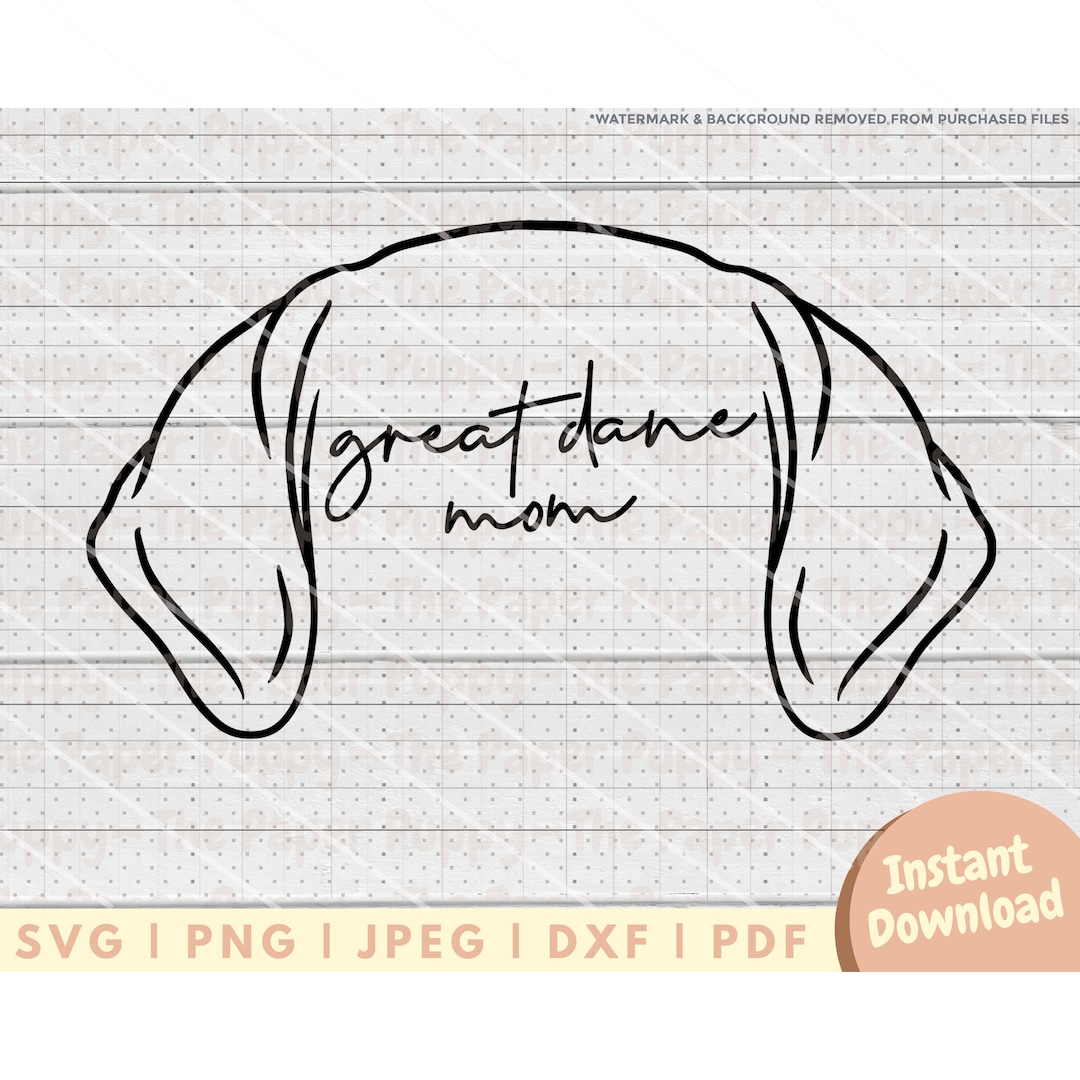 Great Dane Ear SVG File PNG, PDF, Dxf, Cut File for Cutters and More