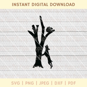 Squirrel Hunting SVG - PNG, PDF, Dxf, Cut File for Cutters & More - Tree Squirrel Instant Download - Hound Treeing Squirrel Clipart