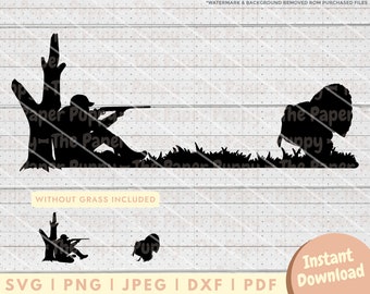 SVG de caça de peru - arquivo de corte PNG, PDF, Dxf para cortadores e muito mais - download digital instantâneo de peru e caçador - vetor de clipart de peru selvagem