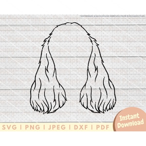 May include: Black and white line art illustration of a woman's long, wavy hair. The hair is styled in a long, flowing bob with layers.