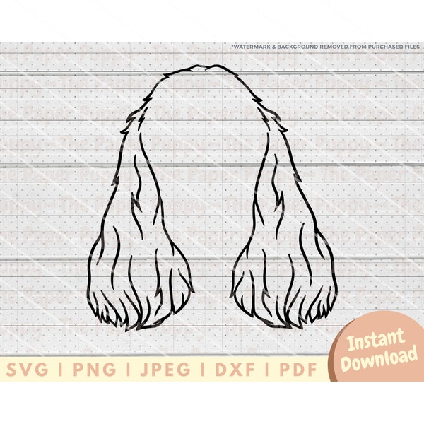 Cocker Spaniel Ear SVG File - PNG, PDF, Dxf, Cut File for Cutters and More - American Cocker Spaniel Ears Outline - Spaniel Mom Cut File