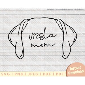 Vizsla-Ohr-SVG-Datei – PNG, PDF, Dxf, Schnittdatei für Cutter und mehr – Vizsla Mom-Schnittdatei – Hundeohr-Umriss herunterladen – handgezeichnete Haustierohren
